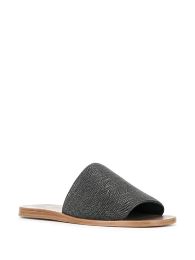 Shop Brunello Cucinelli Metal Embellished Flat Sandals In Grey