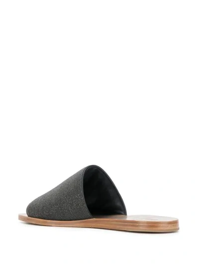 Shop Brunello Cucinelli Metal Embellished Flat Sandals In Grey