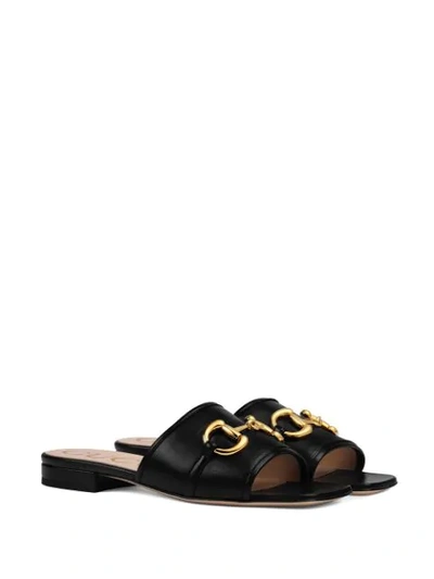 Shop Gucci Horsebit Detail Sandals In Black