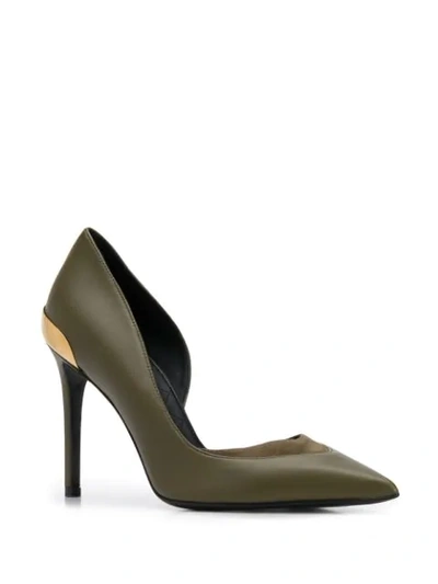 Shop Balmain Logo Plaque 90mm Pumps In Green