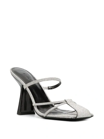 By Far Glitter Strap Sandals In Silver