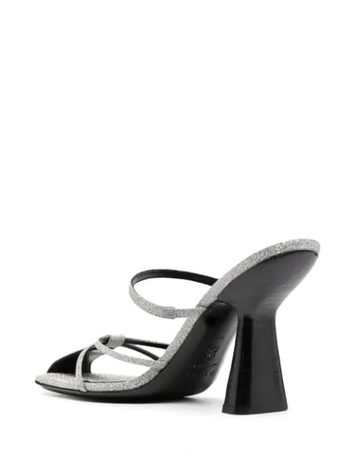 By Far Glitter Strap Sandals In Silver