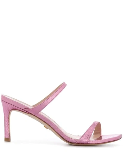 Shop Stuart Weitzman Embossed Metallic Sandals In Pink