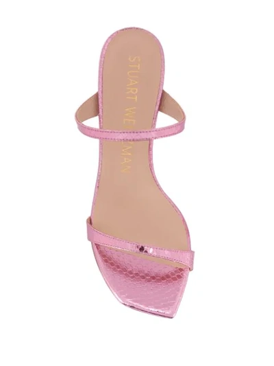 Shop Stuart Weitzman Embossed Metallic Sandals In Pink
