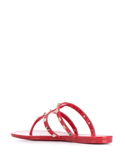 Shop Valentino Rockstud Thong-strap Sandals In Red