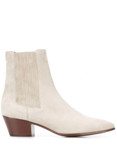 Shop Saint Laurent West Chelsea Boots In Neutrals