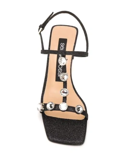 Shop Sergio Rossi Crystal-embellished Glittered Sandals In Black