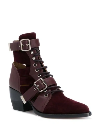 Shop Chloé Rylee 70mm Cut-out Boots In Purple