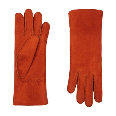 Shop Agnelle Denise Shearling Skin Gloves In Orange