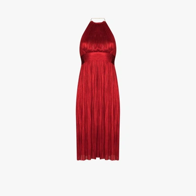 Shop Maria Lucia Hohan Red Cybele Silk Midi Dress