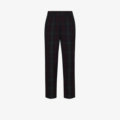 Shop Rosie Assoulin Straight Leg Plaid Trousers In Blue