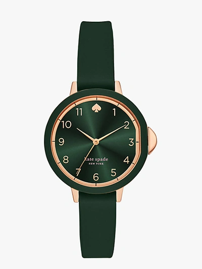 Shop Kate Spade Green Silicone Park Row Watch