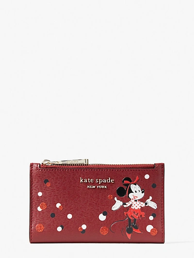 Shop Kate Spade New York Minnie Mouse Small Slim Bifold Wallet In Red Multi