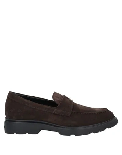 Shop Hogan Man Loafers Dark Brown Size 8 Soft Leather