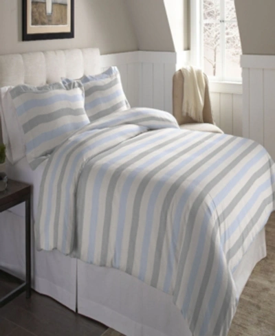 Shop Pointehaven Savannah Stripe Superior Weight Cotton Flannel Duvet Cover Set, Twin/twin Xl
