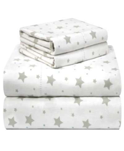 Pointehaven Printed Flannel King Sheet Set Bedding In Stars