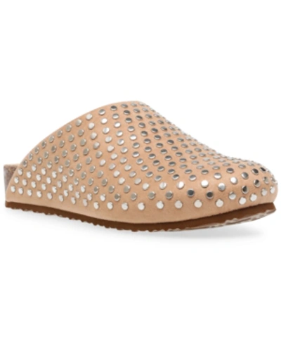 Shop Steve Madden Vesa-s Studded Scuff Slippers In Natural