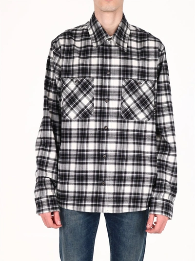 Shop Off-white Check Cotton Shirt In Black