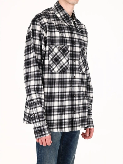 Shop Off-white Check Cotton Shirt In Black