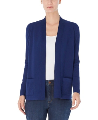 Jones New York Women's Open Front Cardigan With Ribbed Placket And Patch  Pockets In Navy | ModeSens