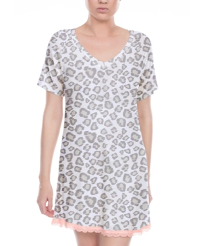 Shop Honeydew All American Lace-trim Sleep Shirt In Snow Leopard