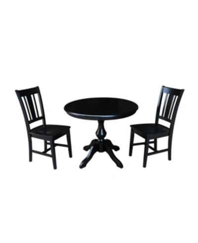 Shop International Concepts 30" Round Top Pedestal Table- With 2 San Remo Chairs In Black