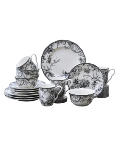 222 Fifth Adelaide Black 16 Piece Dinnerware Set, Service For 4 In Black