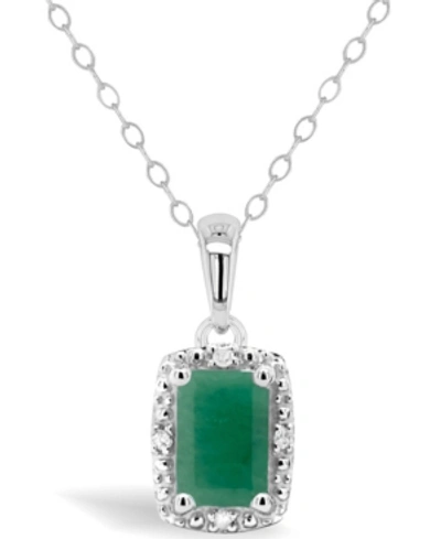 MACY'S SAPPHIRE (5/8 CT. T.W.) AND DIAMOND ACCENT PENDANT NECKLACE IN STERLING SILVER (ALSO AVAILABLE IN EM 