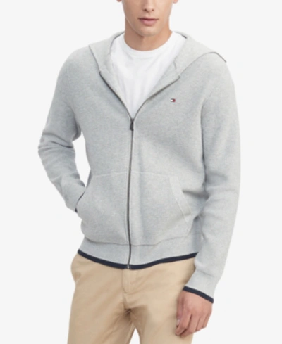 Shop Tommy Hilfiger Men's Montauk Regular-fit Waffle-knit Hoodie In Grey Heather