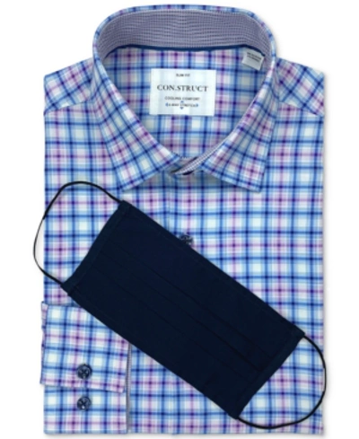 Shop Construct Receive A Free Face Mask With Purchase Of The Con. Struct Men's Slim-fit White/purple Plaid Dress Sh