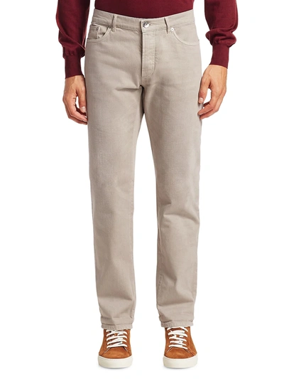 Shop Brunello Cucinelli Men's Skinny-fit Jeans In Sand