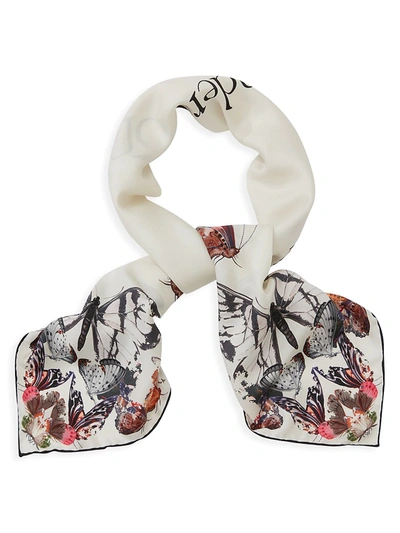 Shop Alexander Mcqueen Butterfly Decay Silk Scarf In Lilac Red