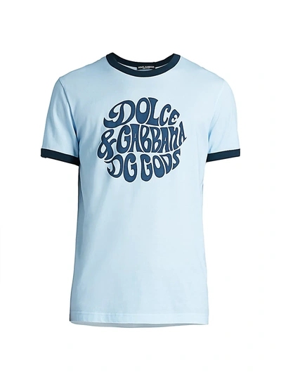 Shop Dolce & Gabbana Men's Retro Logo T-shirt In Blue