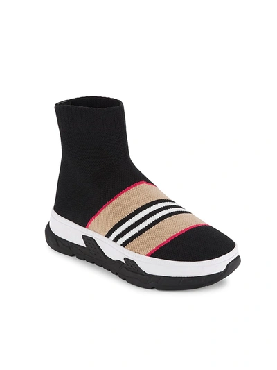 Shop Burberry Little Kid's & Kid's Union Stripe Sock Sneakers In Black