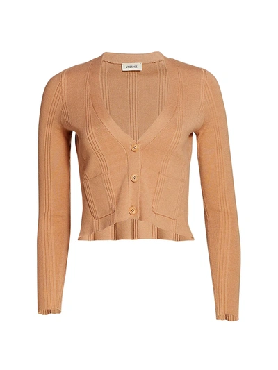 Shop L Agence Jamie Cropped Cardigan In Nude