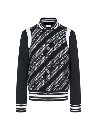 Shop Givenchy Logo Chain Knit Wool Varsity Jacket In Black White