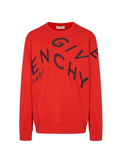 Shop Givenchy Men's Refracted Logo Sweatshirt In Red Black