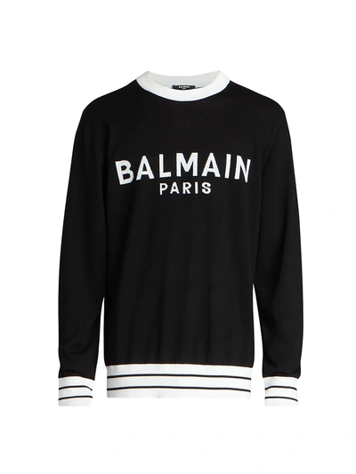 Shop Balmain Merinos Pullover In Black White