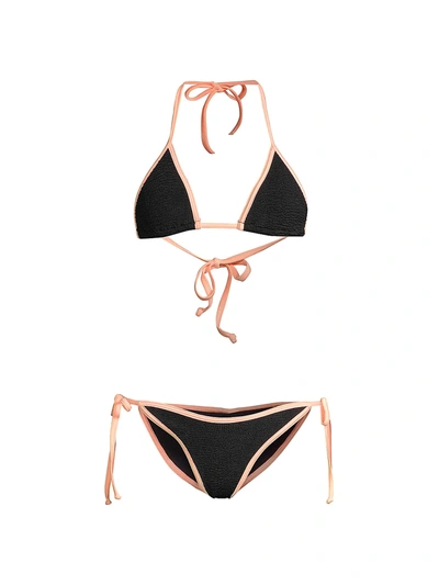 Shop Hunza G Carmen Two-piece Triangle Bikini Set In Black Coral