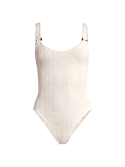 Shop Hunza G Domino One-piece Swimsuit In Blush