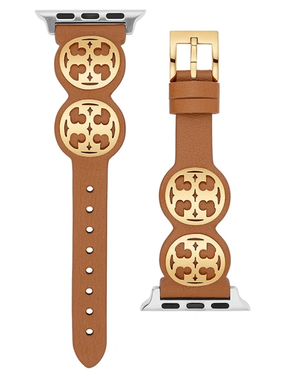 Shop Tory Burch Women's Miller Apple Watch Leather Watch Strap/38mm & 40mm In Brown