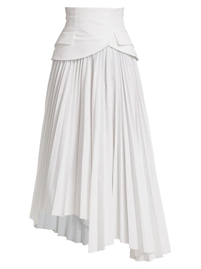 Shop A.w.a.k.e. Women's Pleated Basque Midi Skirt In White