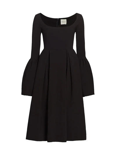 Shop A.w.a.k.e. Puff-sleeve Full Skirt Dress In Black