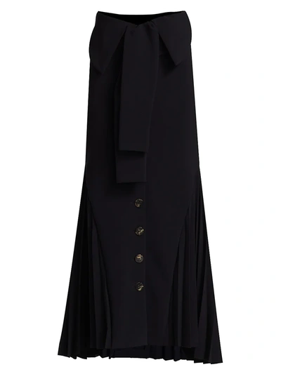 Shop A.w.a.k.e. Button Front Side Pleat Maxi Skirt In Black