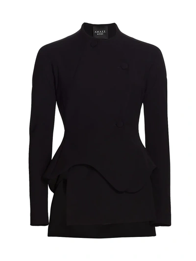 Shop A.w.a.k.e. Women's Crepe Curved-hem Jacket In Black