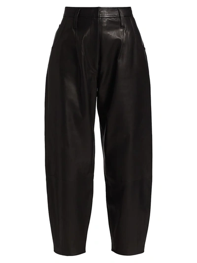 Shop Frame Barrel Leather Pants In Noir