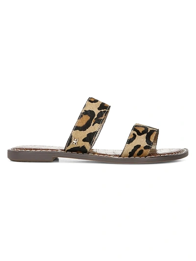 Shop Sam Edelman Gala Flat Leopard-print Calf Hair Sandals In New Tan