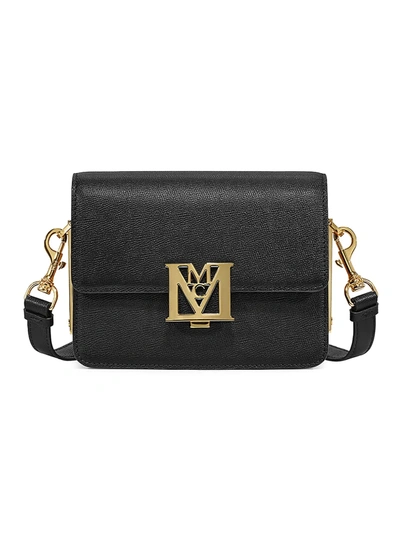 Shop Mcm Mena Leather Shoulder Bag In Black