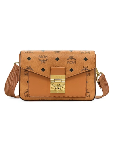 Shop Mcm Women's Small Millie Visetos Crossbody Bag In Cognac