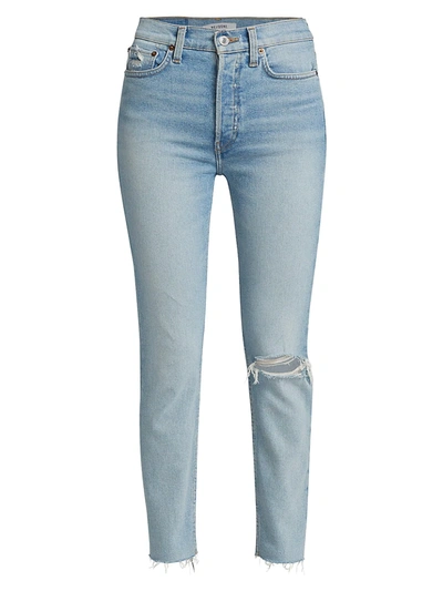 Shop Re/done Women's 90s High-rise Ankle Crop Jeans In Worn Light Blue